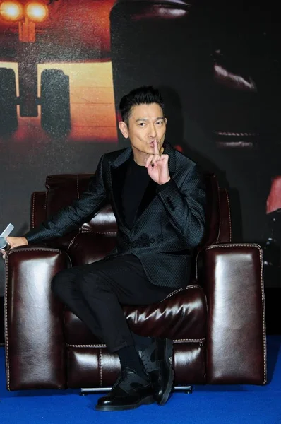 Hongkong Toneelspeler Zanger Andy Lau Vormt Tijdens Een Promotioneel Evenement — Stockfoto