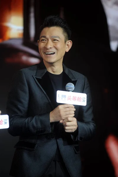 Hongkong Toneelspeler Zanger Andy Lau Lacht Tijdens Een Promotioneel Evenement — Stockfoto