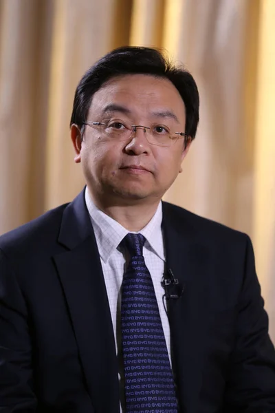 Wang Chuanfu Presidente Presidente Byd Representa Una Entrevista Shanghai China —  Fotos de Stock