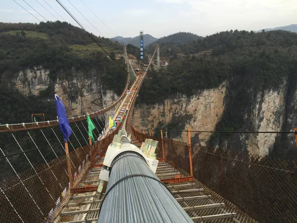 Vista Ponte Fundo Vidro Mais Longa Mais Alta Mundo Construção — Fotografia de Stock