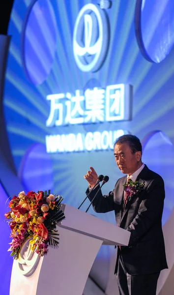 Wang Jianlin Wanda Grubu Yönetim Kurulu Başkanı Bir Konuşma Bir — Stok fotoğraf