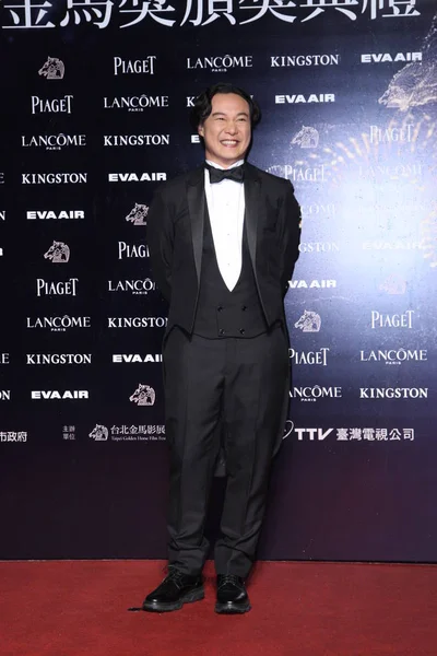 香港歌手陈爱生于2015年11月21日在台湾台北登上第52届金马奖的红地毯 — 图库照片
