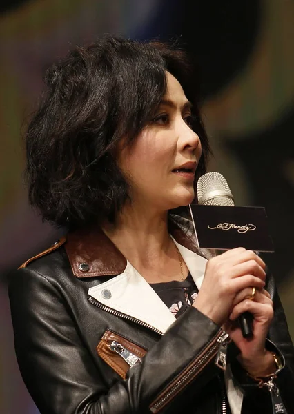 Гонконгская Актриса Карина Лау Выступает Пресс Конференции Весенних Коллекций Эда — стоковое фото