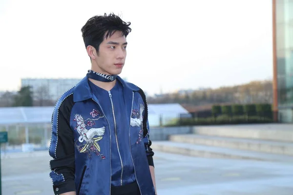 Aktor Cina Jing Boran Berpose Peragaan Busana Louis Vuitton Selama — Stok Foto