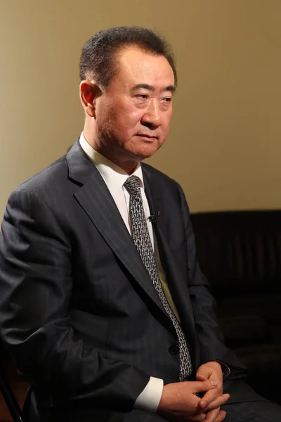 Wang Jianlin Presidente Wanda Group Asiste Una Entrevista Shanghai China —  Fotos de Stock