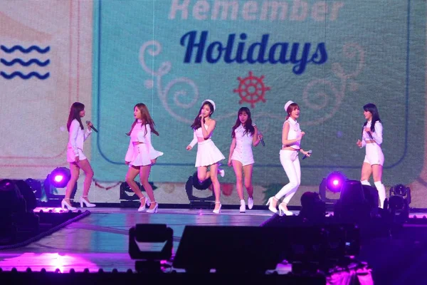 Membros Girl Group Sul Coreano Pink Apresentam Cerimônia Kkbox Music — Fotografia de Stock
