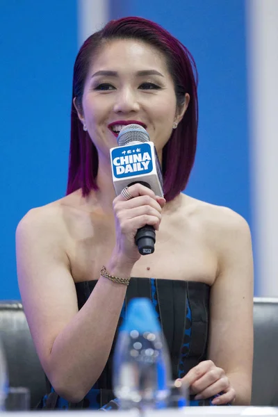 Cantante Actriz Hong Kong Miriam Yeung Habla Durante Ceremonia Presentación — Foto de Stock
