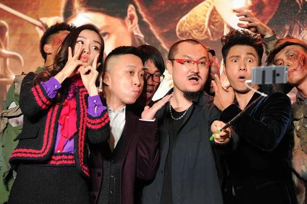 Χονγκ Κονγκ Μοντέλο Και Ηθοποιό Angelababy Αριστερά Κινεζική Διευθυντής Wuershan — Φωτογραφία Αρχείου