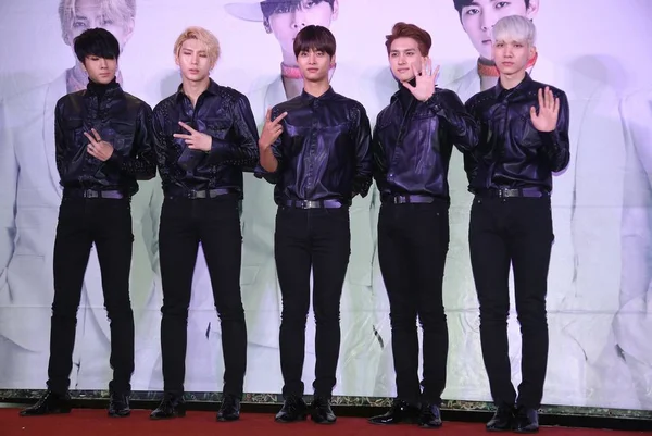 Members South Korean Boy Group Vixx Attend Press Conference Promote — Stock Photo, Image