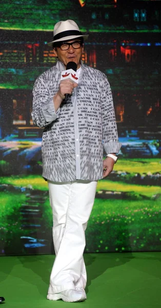 Hong Kong Kungfu Superstar Jackie Chan Bei Einer Pressekonferenz Zur — Stockfoto