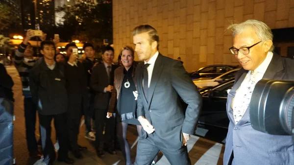 English Football Star David Beckham Center Arrives Dinner Friends Howard — Stock Photo, Image