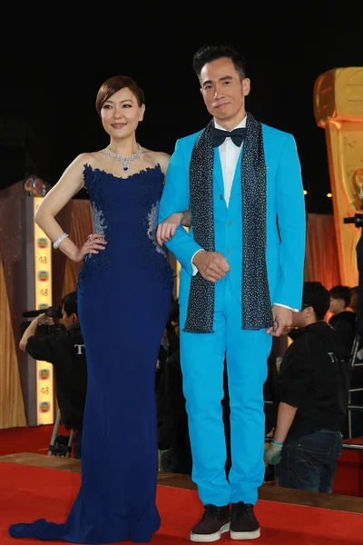 Hong Kong Skådespelerska Kristal Tin Vänster Och Skådespelare Moses Chan — Stockfoto