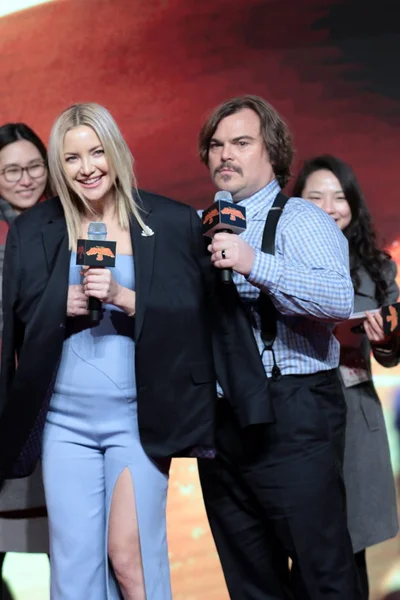 Amerikansk Skådespelerska Kate Hudson Rätt Och Skådespelaren Jack Black Anlända — Stockfoto