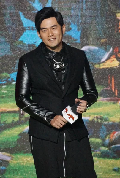 Chanteur Acteur Taïwanais Jay Chou Sourit Lors Une Conférence Presse — Photo