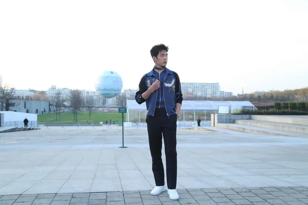 Chinese Actor Jing Boran Poses Louis Vuitton Fashion Show Paris — Stock Photo, Image