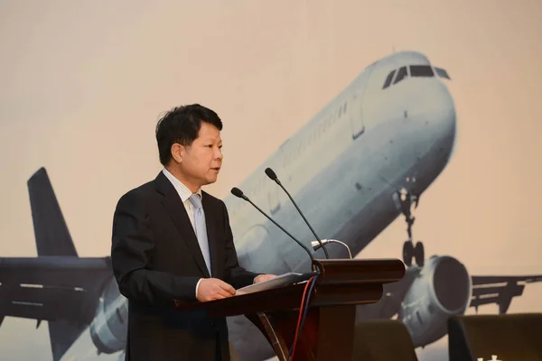 Чжоу Лайчжэнь Заместитель Директора Администрации Гражданской Авиации Китая Caac Выступает — стоковое фото