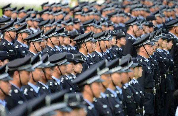 Chinese Police Officers Stand Lines First Chenzhou Police Games Chenzhou — Stock Photo, Image