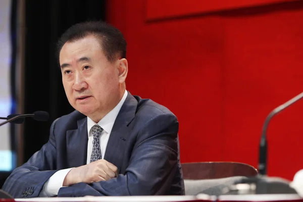 Wang Jianlin Voorzitter Van Wanda Group Spreekt Tijdens Een Persconferentie — Stockfoto