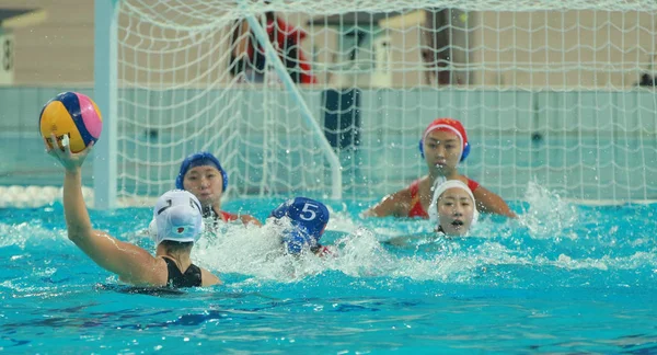 Jogadores Equipe Nacional Polo Aquático Feminino Japão Competem Contra Jogadores — Fotografia de Stock