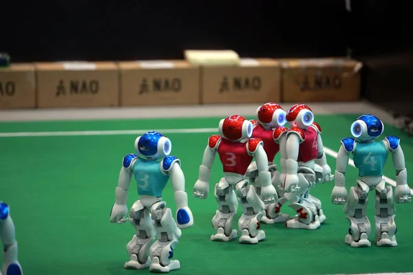 Fotbalista Roboty Soutěžit Během 2015 World Robot Konference Pekingu Čína — Stock fotografie
