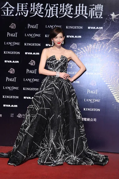 Tajwański Modelka Aktorka Lin Chi Ling Ubrany Sukienkę Kolekcji Zuhair — Zdjęcie stockowe