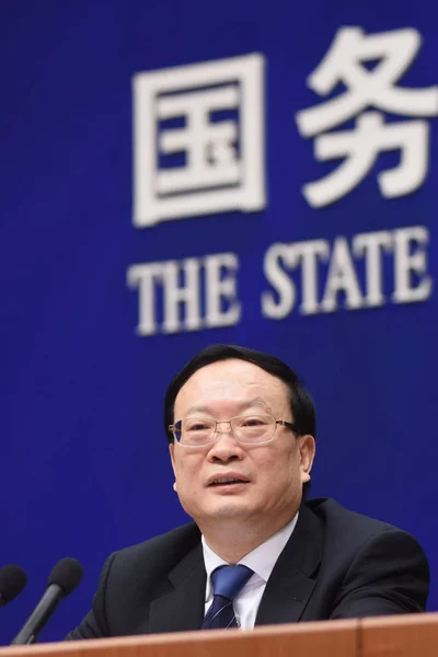 Wang Baoan Komisaři Národní Úřad Statistiky Číny Hovoří Tiskové Konferenci — Stock fotografie