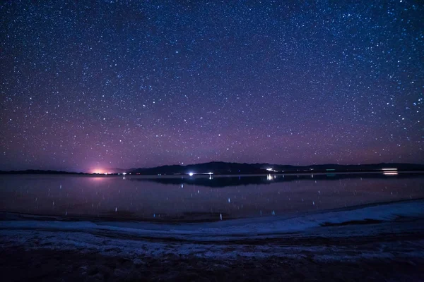 Krajina Hvězdnaté Obloze Nad Jezerem Qinghai Známá Také Jako Kokonor — Stock fotografie