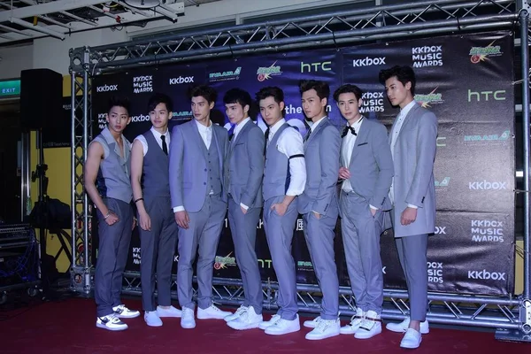 Membros Grupo Masculino Taiwanês Spexial Posam Cerimônia Kkbox Music Awards — Fotografia de Stock