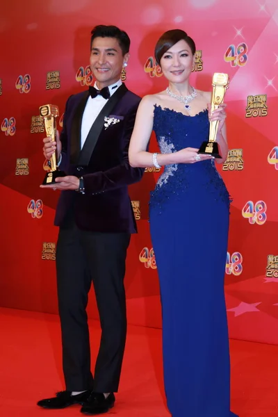 Actriz Hong Kong Kristal Tin Derecha Actor Ruco Chan Posan — Foto de Stock