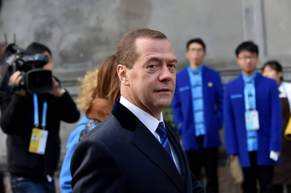 Primer Ministro Ruso Dmitry Medvedev Llega Para Ceremonia Apertura Conferencia — Foto de Stock