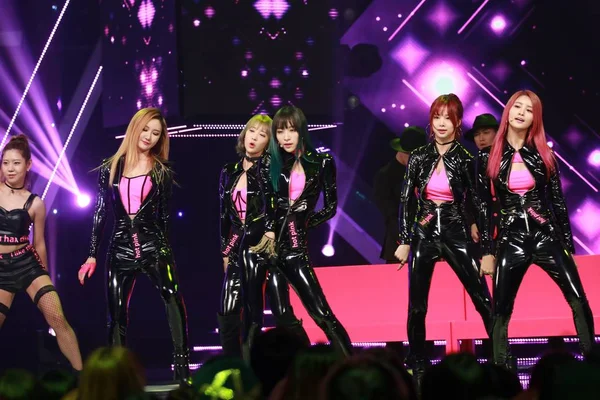 Members South Korean Girl Group Exid Perform Filming Session Music — Stock Photo, Image