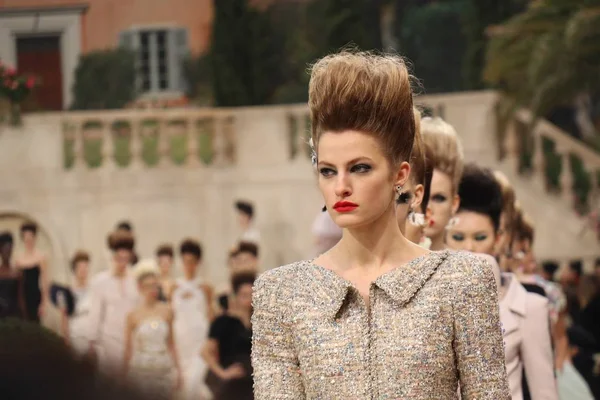 Modelleri Yeni Kreasyonlar Chanel Moda Şovda Paris Haute Couture Moda — Stok fotoğraf