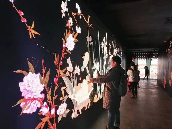 Menschen Besuchen Die Immersive Digitale Erlebnisausstellung Palast Der Himmlischen Reinheit — Stockfoto