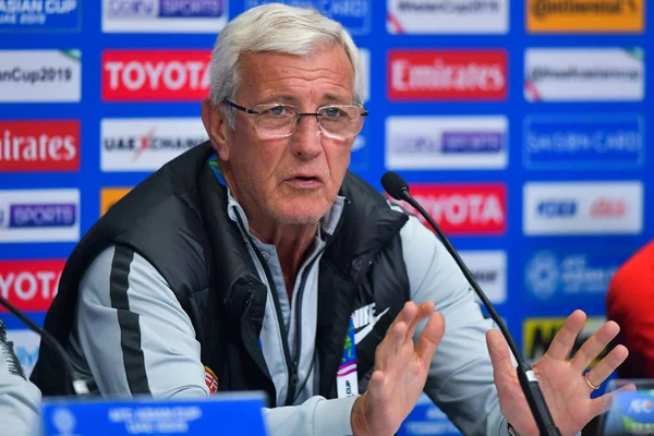 Allenatore Marcello Lippi Della Nazionale Cinese Calcio Maschile Partecipa Una — Foto Stock