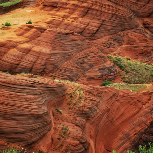 Landscape Jingbian Wave Valley Characterized Its Red Sandstone Landform Jingbian — Stock Photo, Image