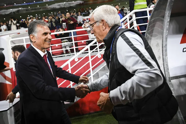 Trener Carlos Queiroz Iranu Lewej Głowy Trener Marcello Lippi Chiński — Zdjęcie stockowe