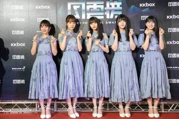 Taiwan Out Members Japanese Girl Idol Group Nogizaka46 Pose Arrive — Stock Photo, Image