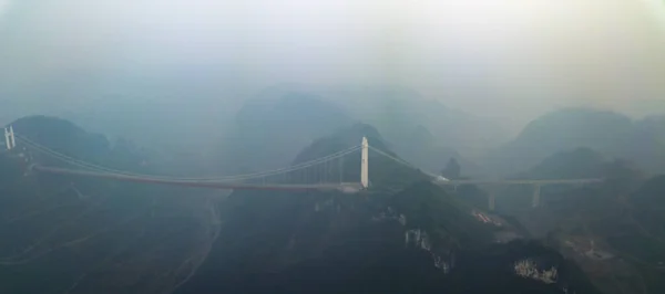 Eine Luftaufnahme Der Aizhai Brücke Einer Hängebrücke Auf Der Schnellstraße — Stockfoto
