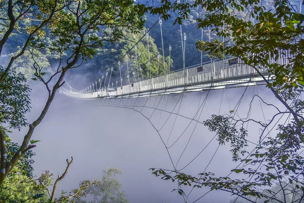 Paisaje Puente Vidrio 218 Metros Largo Envuelto Por Mar Nubes —  Fotos de Stock