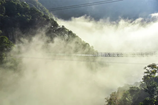 Paisaje Puente Vidrio 218 Metros Largo Envuelto Por Mar Nubes —  Fotos de Stock