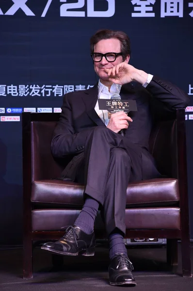 Ngiliz Aktör Colin Firth Bir Basın Toplantısında Yeni Filmi Kingsman — Stok fotoğraf