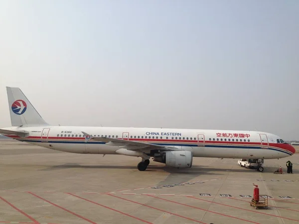 Sík Kína Eastern Airlines Képen Nanjing Lukou Repülőtéren Nanjing Város — Stock Fotó