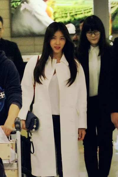 Attrice Sudcoreana Won Fotografata Dopo Essere Arrivata All Aeroporto Internazionale — Foto Stock