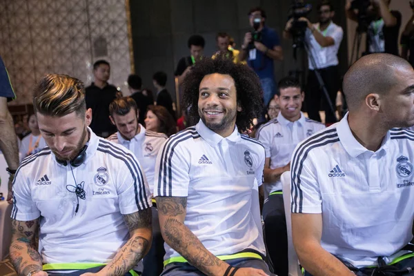 Зліва Сергіо Рамос Марсело Вієру Пепе Реал Мадрид Відвідують Прес — стокове фото