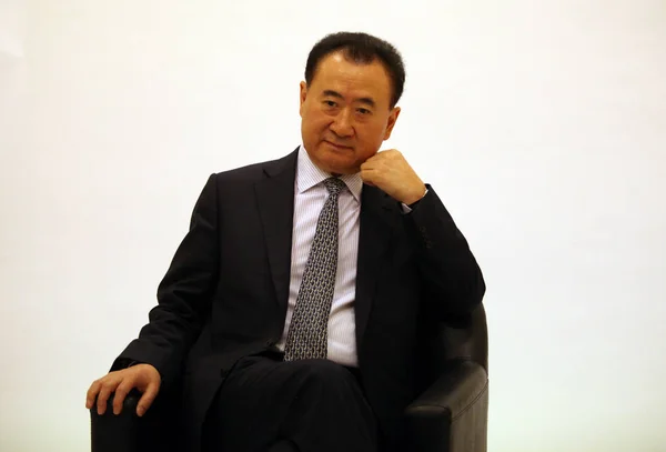 Wang Jianlin Voorzitter Van Dalian Wanda Group Afgebeeld Een Interview — Stockfoto