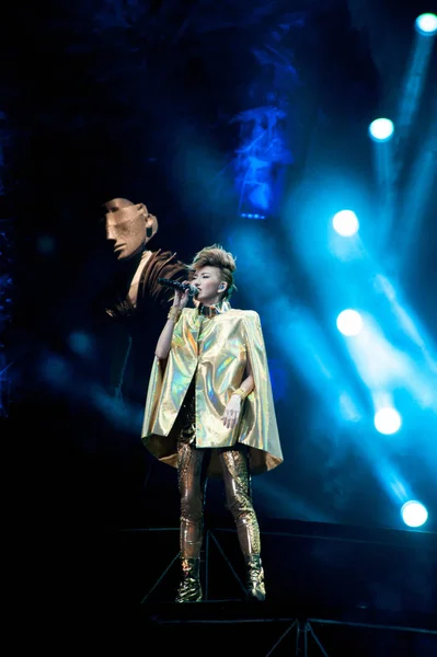 Singapuru Piosenkarki Stefanie Słońca Wykonuje Podczas Koncertu Qingdao City Wschód — Zdjęcie stockowe