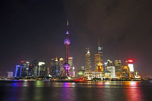 Night View Lujiazui Financial District Oriental Pearl Tower Center Shanghai — Stock Photo, Image