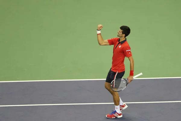 Novak Djokovic Van Servië Reageert Het Verslaan Van Andy Murray — Stockfoto