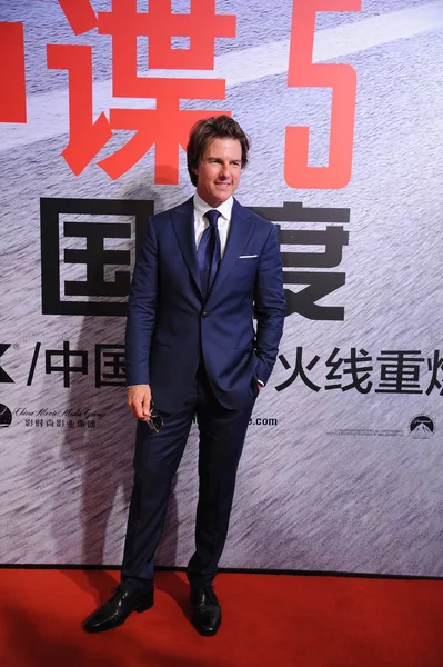 Abd Aktör Tom Cruise Pozlar Onun Film Misyonu Bir Fan — Stok fotoğraf