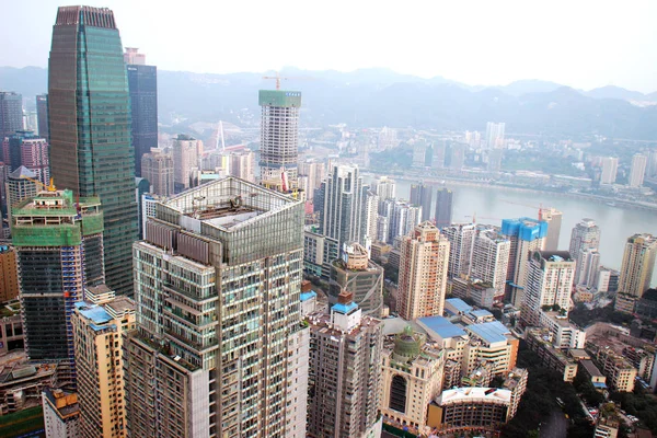 Blick Auf Wolkenkratzer Und Hochhäuser Jiefangbei Cbd Auch Bekannt Als — Stockfoto